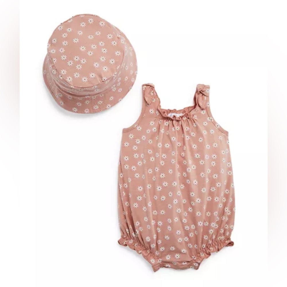 Bloomie's Baby Girls' Slub Knit Romper & Hat Set, 3-6 mo